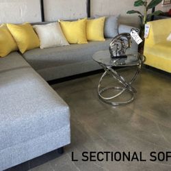 LIGHT GREY L SECTIONAL SOFA  - SHOWROOM PIECE - MUST GO 