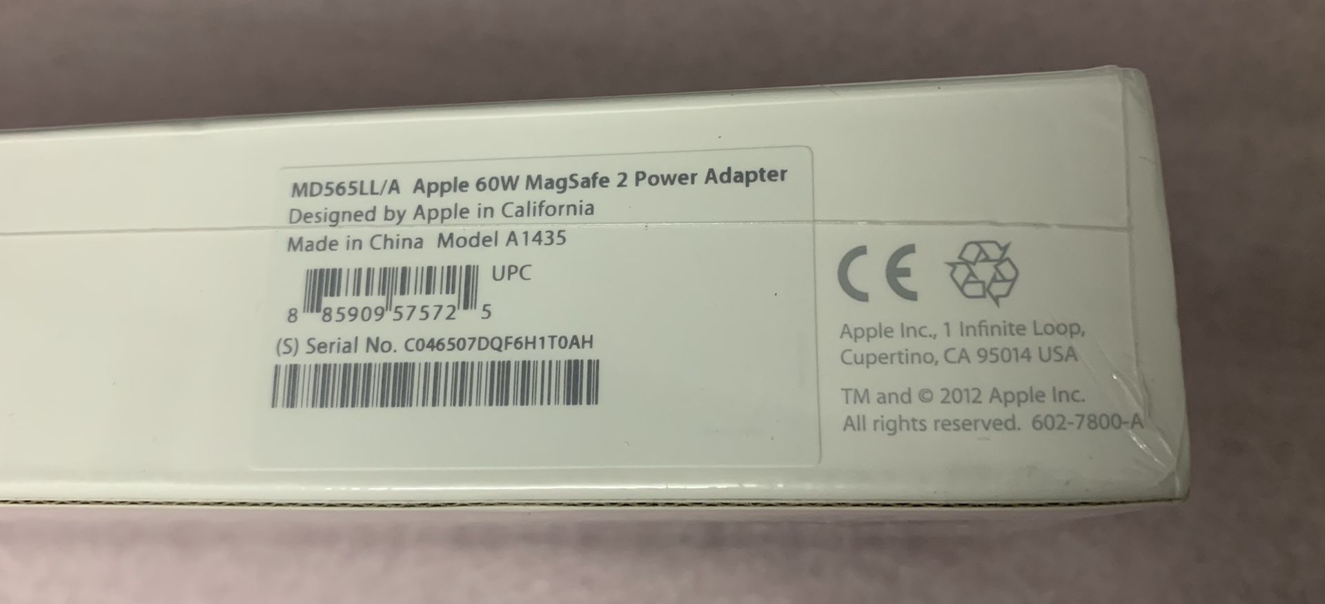Apple 60W MagSafe 2 Power Adapter - New