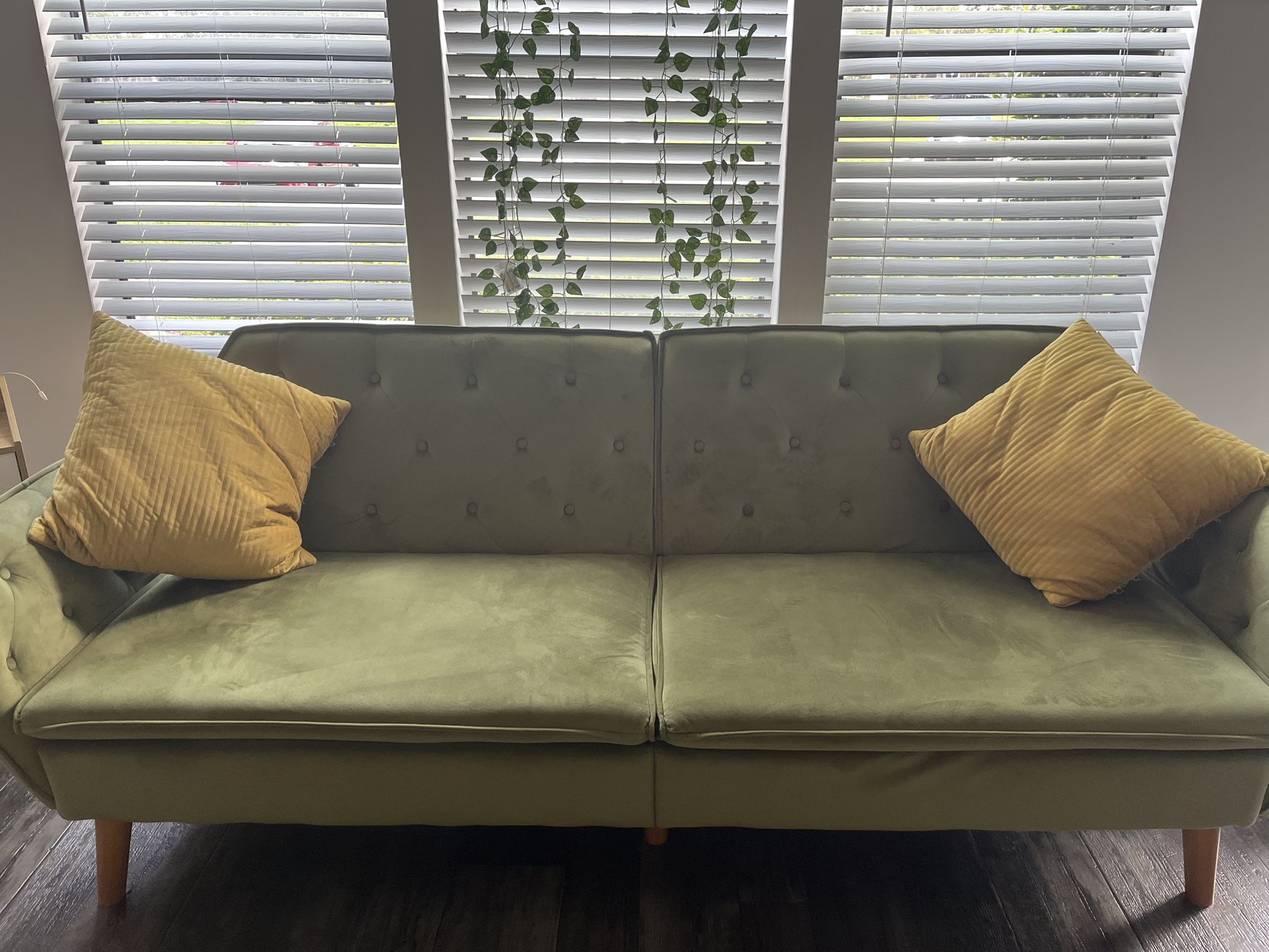 Futon Sofa Bed, Green Velvet