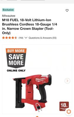 Milwaukee M18 FUEL 18-Volt Lithium-Ion Brushless Cordless 18-Gauge 1/4 in. Narrow Crown Stapler (Tool-Only)