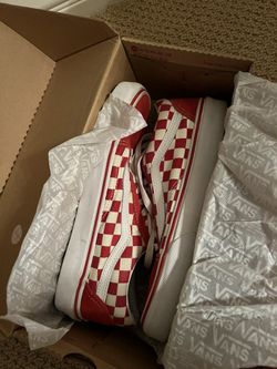 Red checkerboard vans