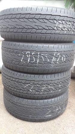 275/55/20 Continental cross contact lx20 set of 4 tires 70% tread great condition 250$ for 4 tires .