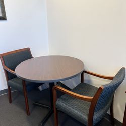 Round Office Furniture Table And Two Chairsj