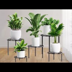 5 PC Lightweight Metal Flower Pot Stands Rust Proof Potted Planter Holder