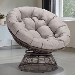 Papasan Outdoor & Indoor Chair - Brown Frame and Silver Cushion