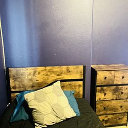 Twin Bed Frame, Dresser And L Shape Desk