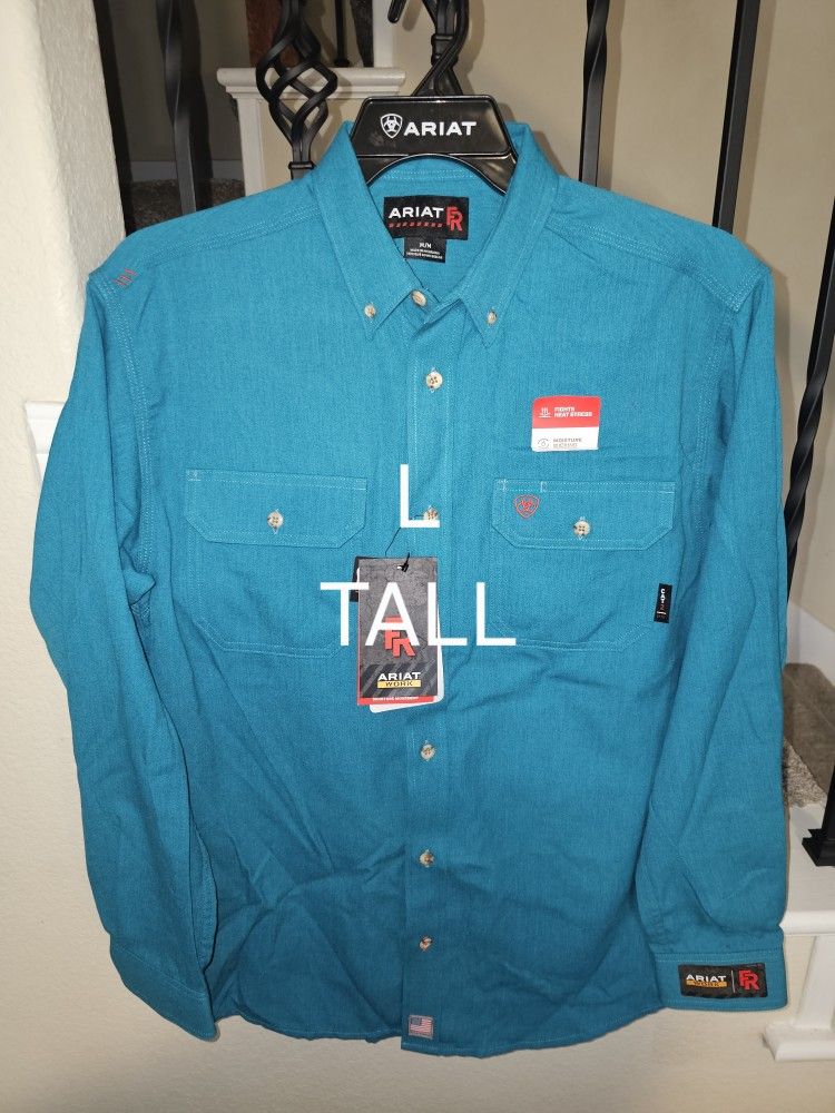 ARIAT FRC GLEN GUARD FEATHER LIGHT WEIGHT TEAL BUTTON UP SHIRTS