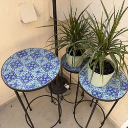 Outdoor tile plant stands
