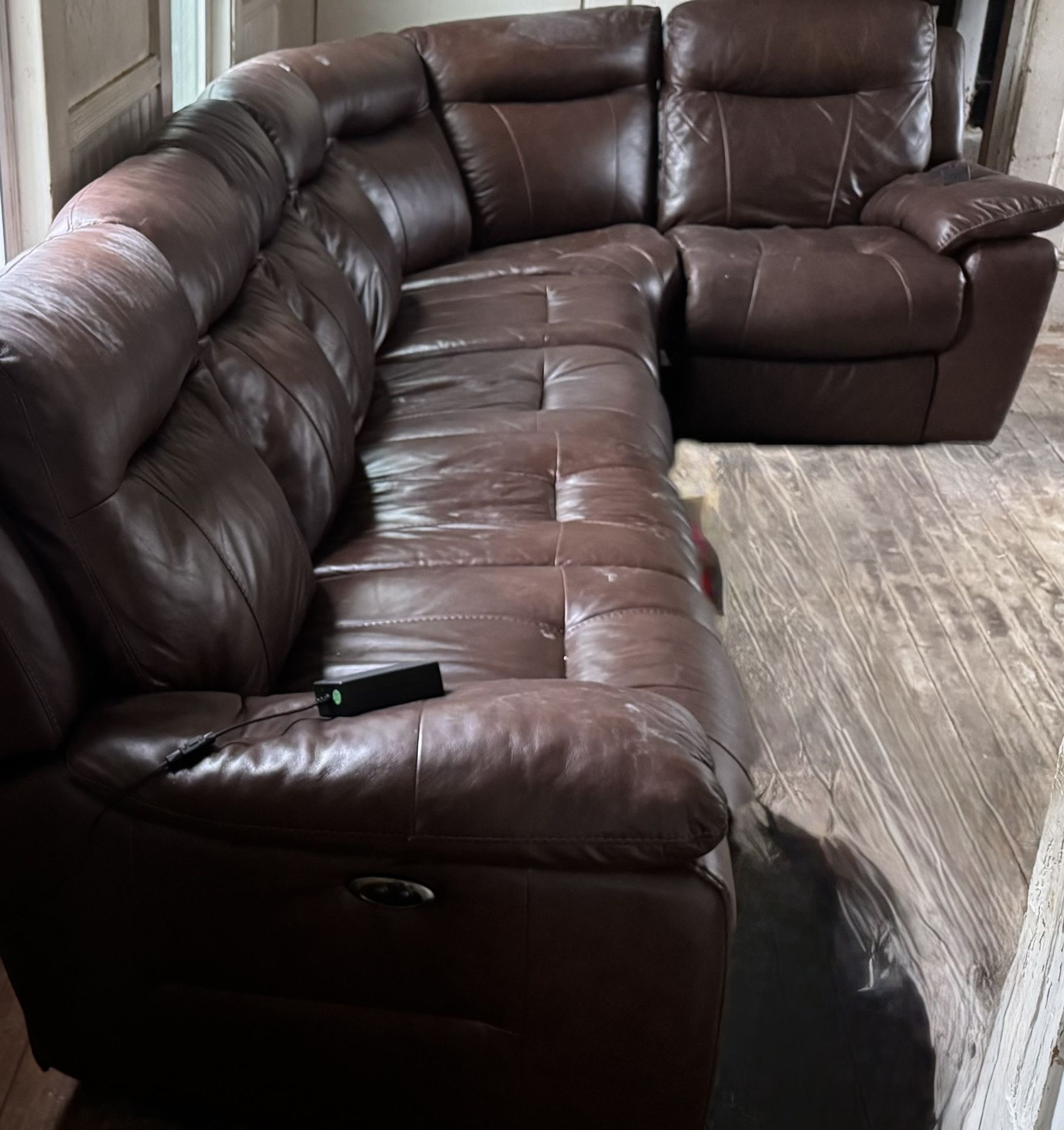 Lightly Used, Luxurious Leather Six Piece Power Reclining Sofa