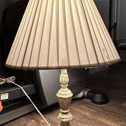 Vintage Onyx Marble Table Lamp With Original Shade & Extra Vintage Shade