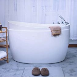 NEW !! Japanese style 59 in. Acrylic Deep Soaking Freestanding Bathtub with Faucets and Seat 