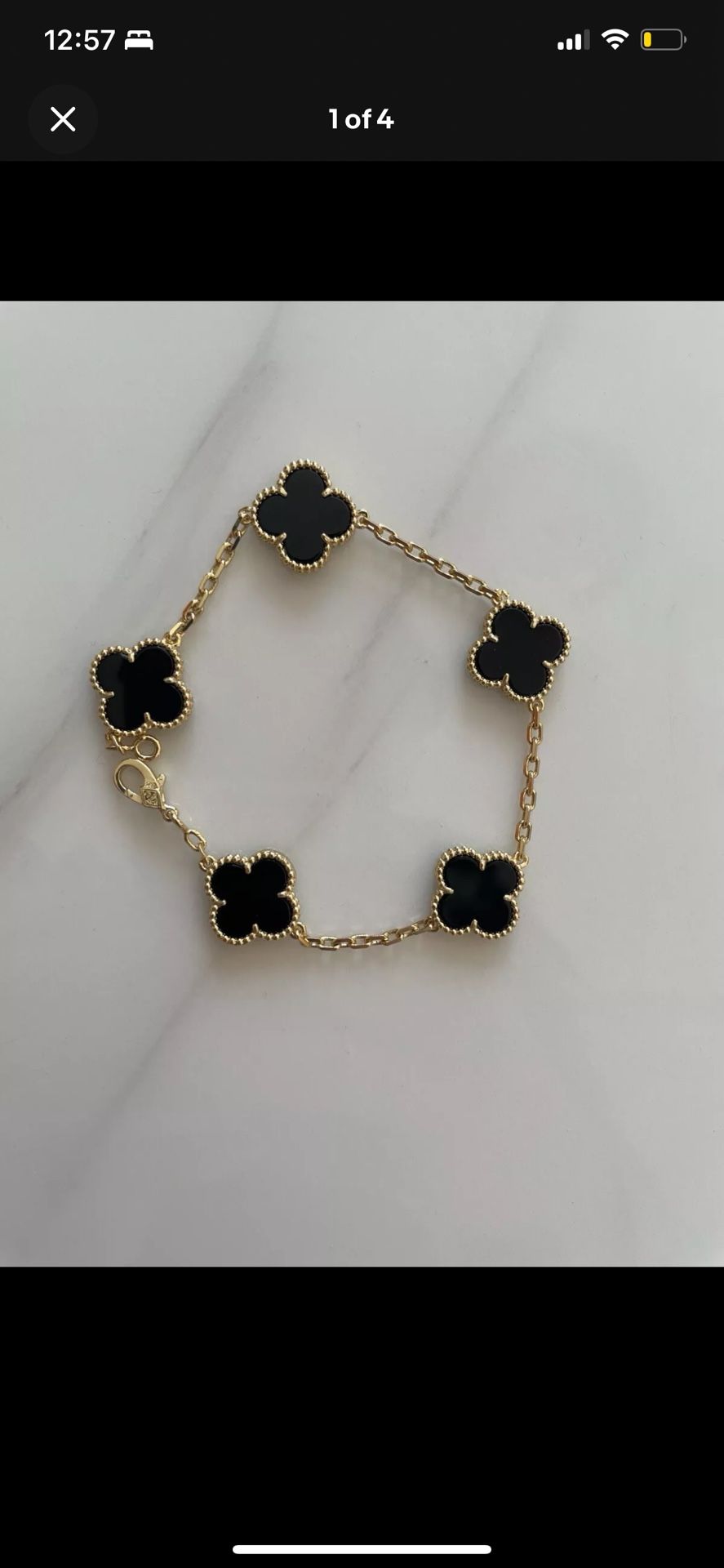VAN CLEEF & ARPELS 18K Yellow Gold Black Onyx 5 MotifsVintage Alhambra Bracelet