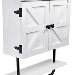 White Cabinet With Towel Hanger 