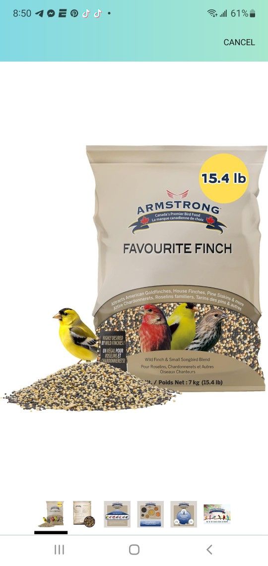 BRAND NEW..Armstrong Wild Bird Food Favourite Finch Bird Seed Blend, 15.4 Pounds - with White Millet