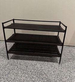 3-Tier Black Metal Shoe Rack