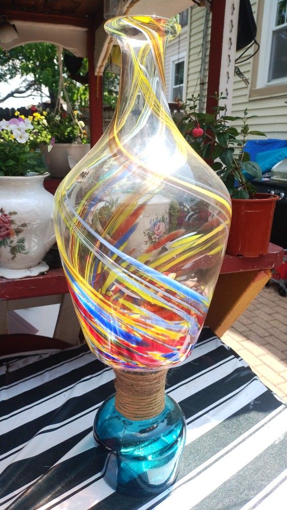 Glass Base Nice Colors Good Condition 8" W X 23" H