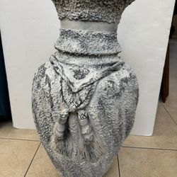Large Textured Ceramic Floor Vase with Rope Accent 