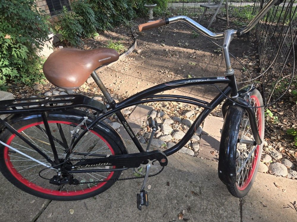Black 5 Speed Clairmont Schwinn Beach Cruiser