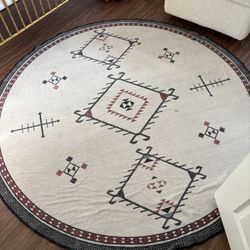 6ft Round Washable rug