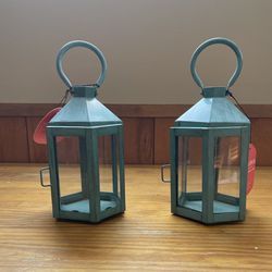 New, with tags-Iron/Glass Lantern Candle Holder Green - Opalhouse designed with Jungalo
