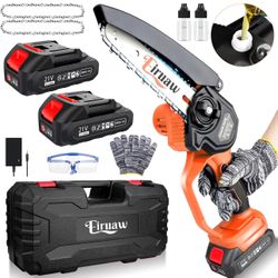 Mini Chainsaw Cordless 6-INCH, Portable Electric Power Pruning Saw, Rechargeable Battery Powered Handheld Chain Saw for Tree Branches, Courtyard, Hous
