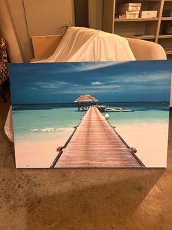 Island bungalow wall art on a frame