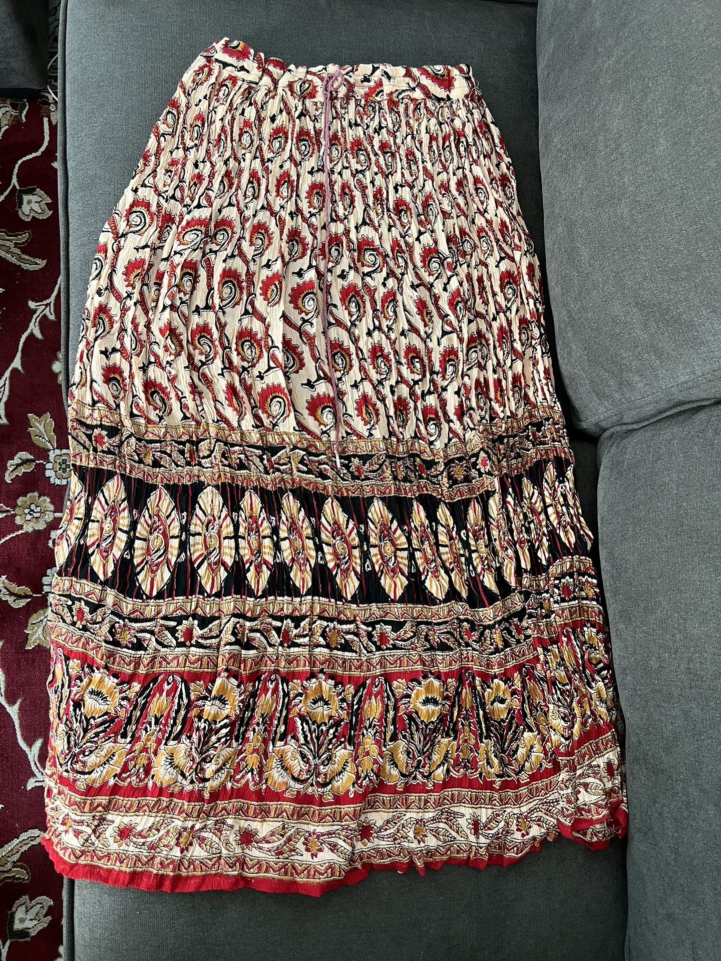 Beautiful Linen, Cotton Flower Design Skirt