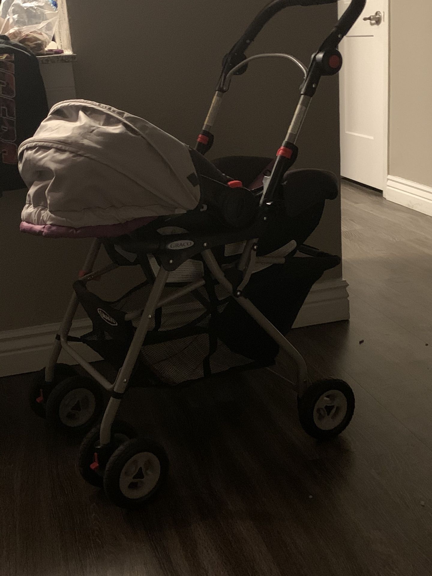 babygirl stroller and carseat