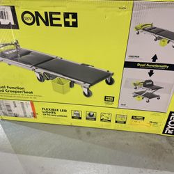 New RYOBI ONE+ 18V Cordless Automotive Dual Function 400 lb. Capacity, 800 Lumen Lighted Mechanic Garage Creeper Seat (Tool Only)