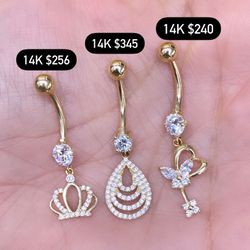 14k CZ Belly Button 