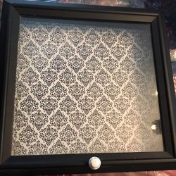 WOODEN SHADOW BOX WITH GLASS OPENING  14 X 14”