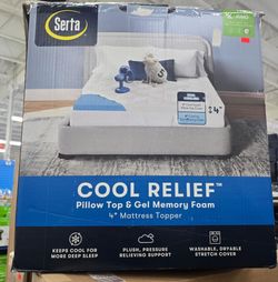 SerÃa Cool Relief Pillow Top & Memory Foam 4" Mattress Topper