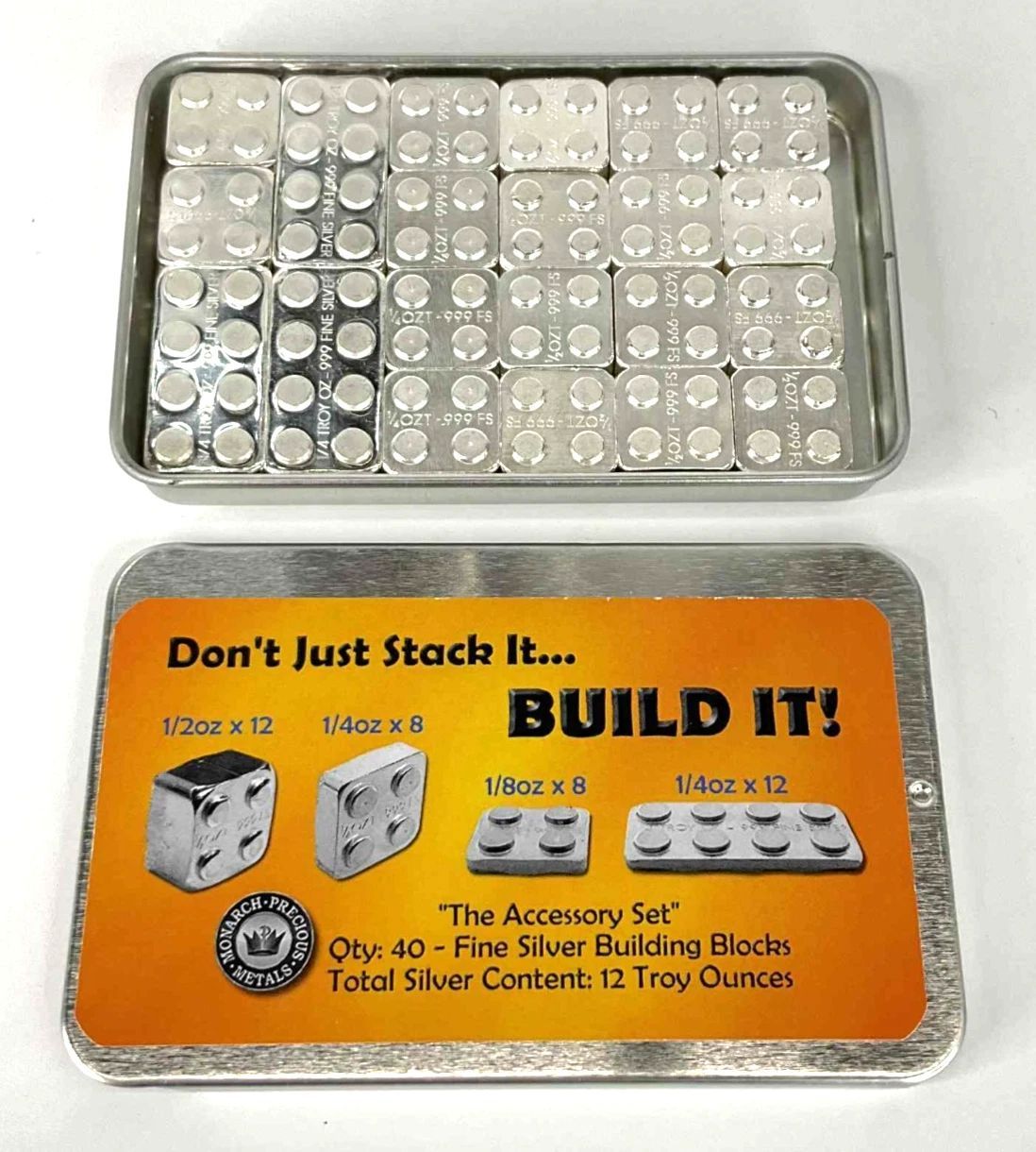 12oz Silver Building Block Bars 40 Piece Accessory Set Monarch Metals