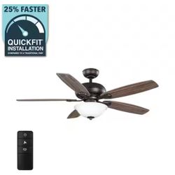 Hampton Bay Southwind II 52 in. Indoor LED Bronze Ceiling Fan with Light Kit, Reversible Blades and Remote Control@B14-317