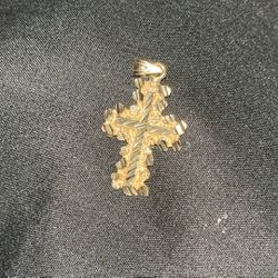 Gold Nugget Cross Pendant 