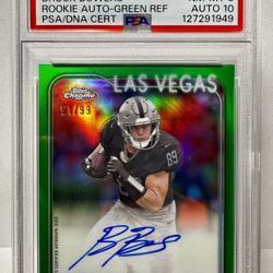 2024 Topps Chrome Brock Bowers Rookie Autographed Green Refractor /99