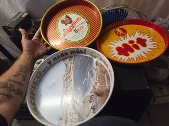 Vintage metal advertising beer soda serving trays