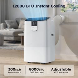 New Portable Air Conditioner 12, 000 Btu Fast Cooling Ac Unit For Room Up To 600 Sq.ft, 3 In 1 Function, Remote Control PAC011-12KWH  New in box PAC01