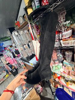 Black knee high suede boots