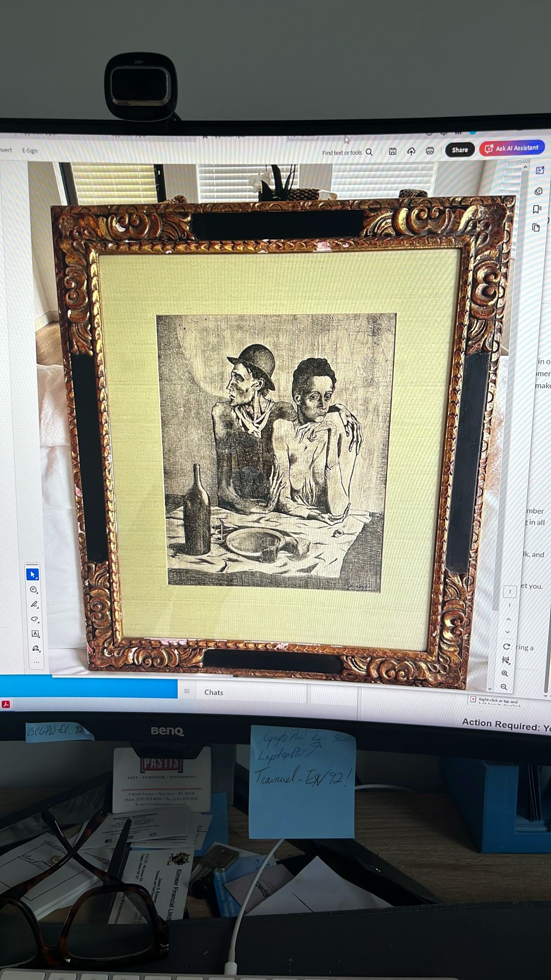 Framed Picasso Print - Le Repas Frugal (Beautiful Decorative Artwork)