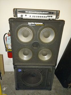 SELL FAST!! Bass Combo Gallien Krueger 400RB amp head with 4x10" Hartke and custom 1x15"