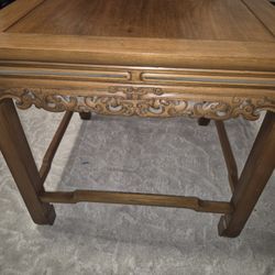 Vintage Asian Style Carved Wood Console / Entry Table