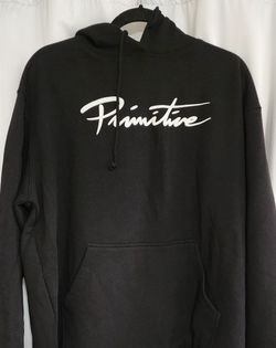 Primitive NUEVO SCRIPT HOODY Black White Print Hoodie Pullover Men's hoodie NWOT
