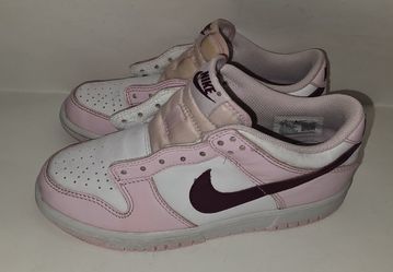 Nike Dunk Low Shoes Youth Size 4.5Y Pink White Burgundy GS 