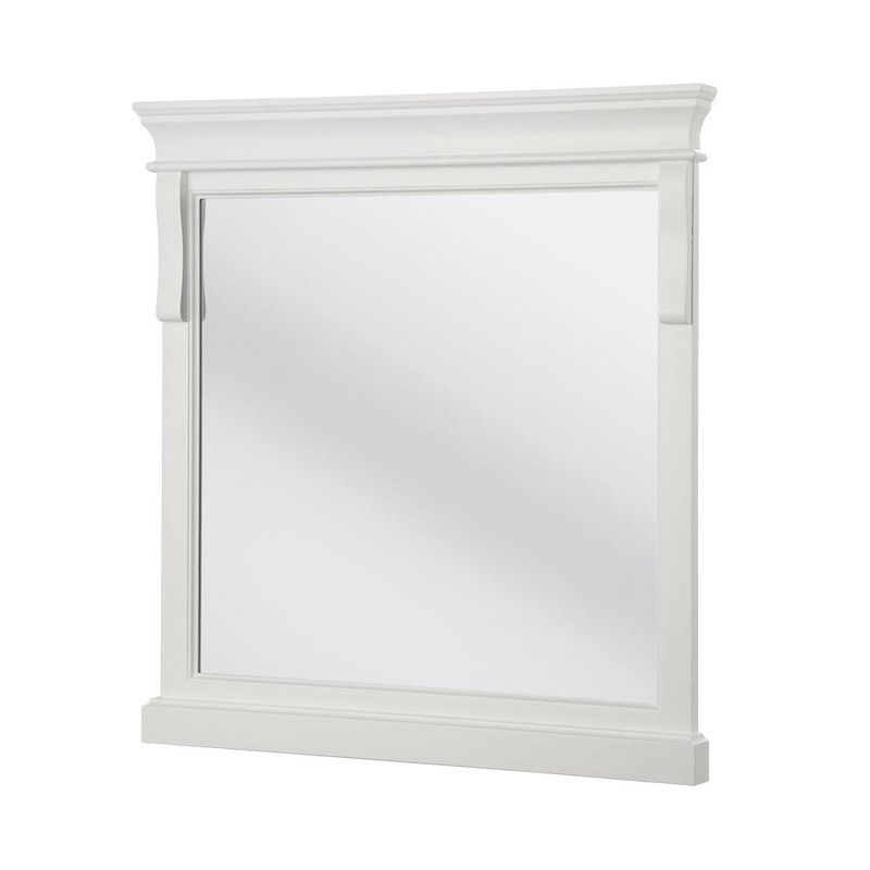 Foremost Naples 30 in. x 32 in. Framed Wall Mirror in White-NEW