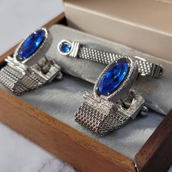 Vintage swank cufflinks & tie clip set , beautiful