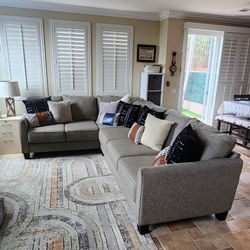 Sofa Sectional L Shape Neutral Color Furniture Includes New Throw Pillows