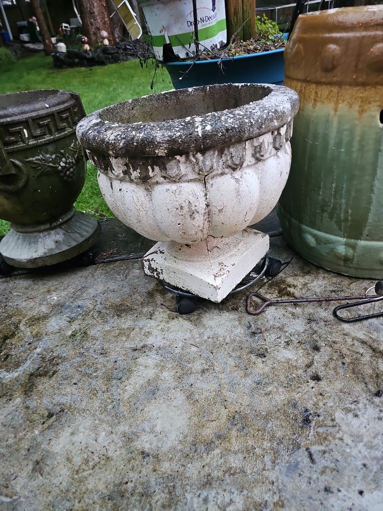 concrete garden urn