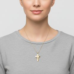 14K Yellow Gold Religious Cross Pendant