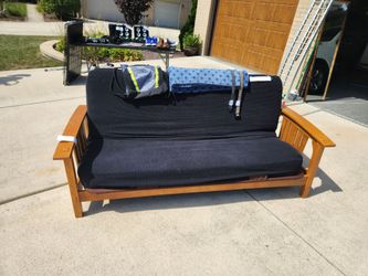 Solid Oak futon full size like new with cover